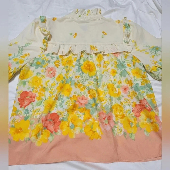 FATE Ombre Floral Split Neck Ruffle Blouse w/ Ties, Lined, Size Small, EUC! - Picture 9 of 15